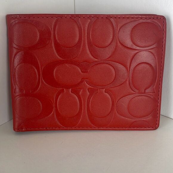 Coach Embossed Leather Wallet Persimmon F74064 - Picture 1 of 12